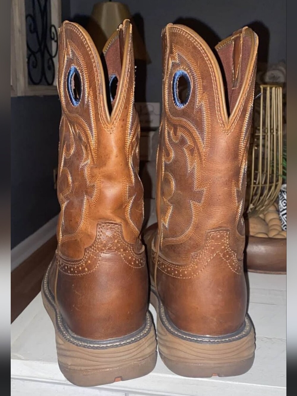 Justin Boots Rust Brown Leather Pull-On Work Boots